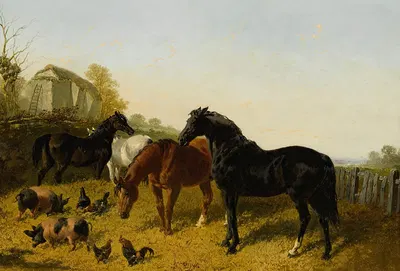 Horses And Chickens by John Frederick Herring Jr. — digital art print download