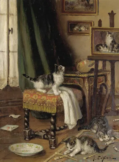 While The Artist's Away The Cats Will Play by Jules Leroy — digital art print download