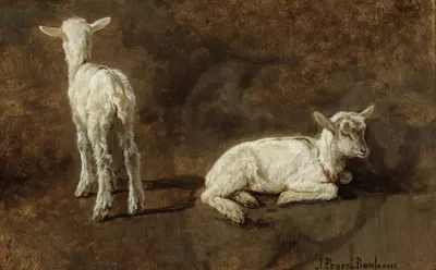 A Study Of Two Lambs by Juliette Peyrol-Bonheur — digital art print download