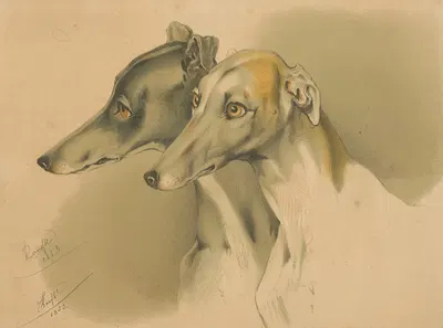 Hunting dogs by Иоганн Маттиас Ранфтль, 1853 — digital art print download