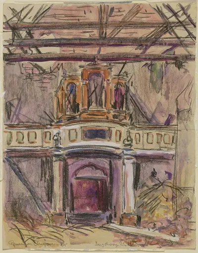 Ruine einer Kirche in Pruszków, Russisch-Polen by Reinhard Pfaehler von Othegraven, 1915 — digital art print download