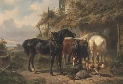 Horses Outside A Stable by Вутерус Версхур — digital art print download