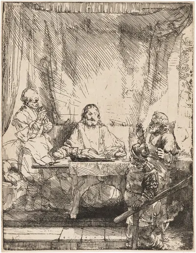 Christ at Emmaus: the larger Plate by Рембрандт ван Рейн, 1654 — digital art print download