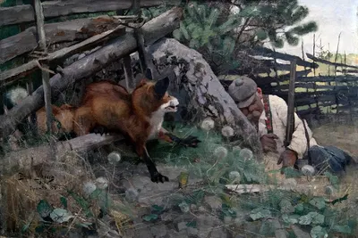 Hunter and Fox by Бруно Лильефорс, 1883 — digital art print download
