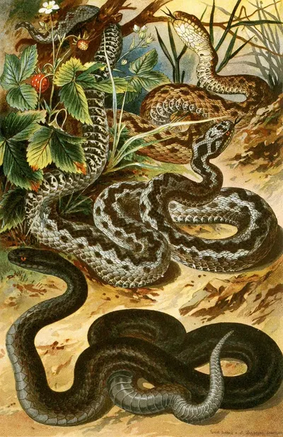 Vipera berus by Bruno Dürigen, 1897 — digital art print download