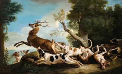 The Stag Hunting by Александр Франсуа Деспор — digital art print download