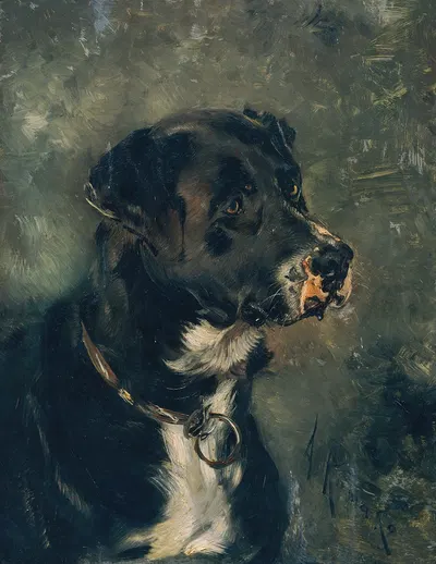 Kopf eines Fleischerhundes Hundekopf by Anton Romako, 1880-1882 — digital art print download
