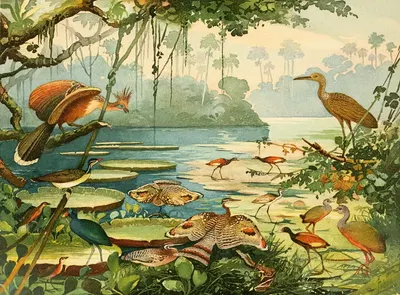 Cigana, Pavão do Pará, Carão, Piaçoca, Saracura, Açanã, Ipequy by Emil August Göldi, 1900-1906 — digital art print download