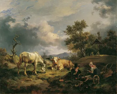 Junges Bauernpaar auf dem Feld rastend by Фридрих Август Маттиас Гаурманн, 1829 — digital art print download