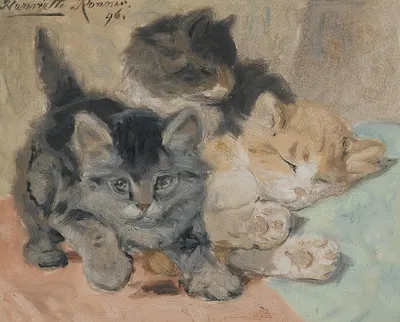 Three Kittens by Анриэтта Роннер-Книп, 1896 — digital art print download