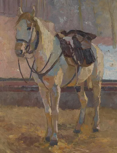Schimmel unterm Sattel by Victor Eckhardt von Eckhardsburg, 1897 — digital art print download