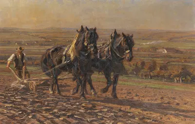 Pflügender Bauer by Friedrich Eckenfelder, 1910 — digital art print download