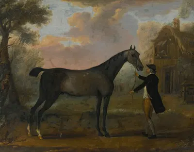 A horse and groom in a landscape by Джон Уоттон — digital art print download