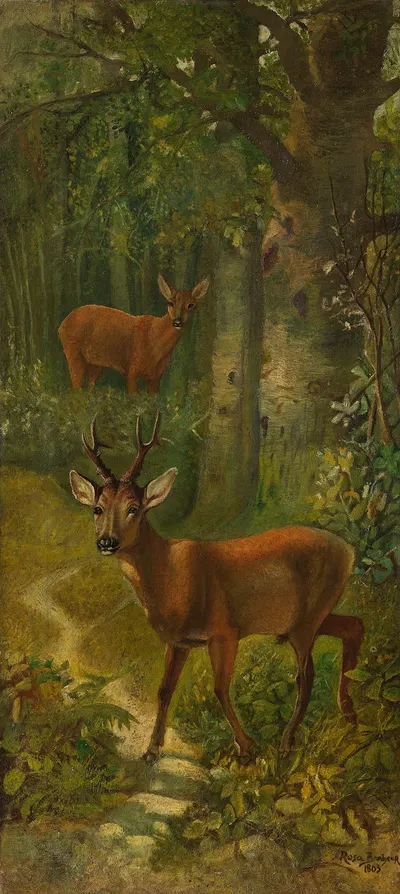 Deer at the edge of the forest by Роза Бонёр, 1863 — digital art print download