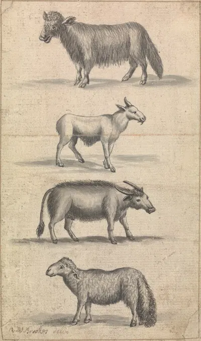 Sheep, and Three Animals by Richard Brookes — digital art print download