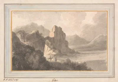 Figures in a Rocky Romantic Landscape by Роберт Адам, 1787 — digital art print download