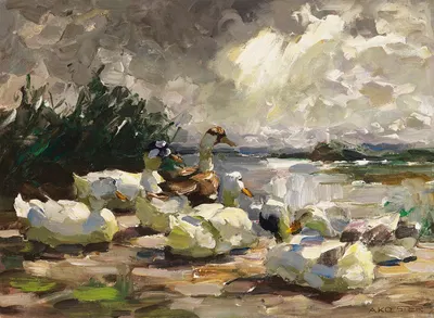 Enten am Ufer (schöne Wolkenstimmung) by Александр Кёстер, 1914 — digital art print download