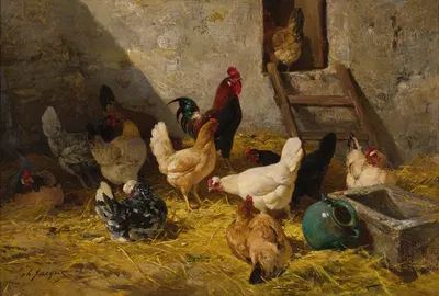 The Hen-Roost by Шарль Эмиль Жак, 1860 — digital art print download