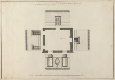 Langford House, Dublin, Ireland: Elevations of Room Facing Mary Street by Роберт Адам, 1765 — digital art print download