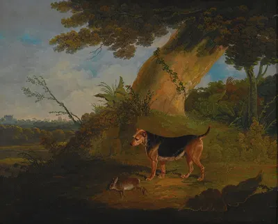 Black and tan terrier with a retrieved rabbit by Джон Фредерик Херринг-старший — digital art print download