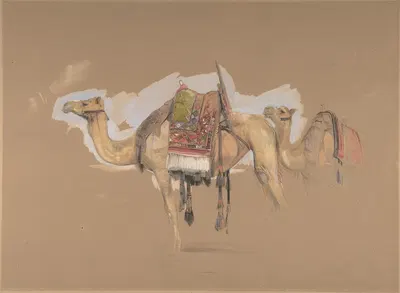 Two Camels by Джон Фредерик Льюис — digital art print download