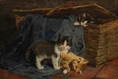Drei Katzenkinder by Julius Adam the younger, 1887 — digital art print download