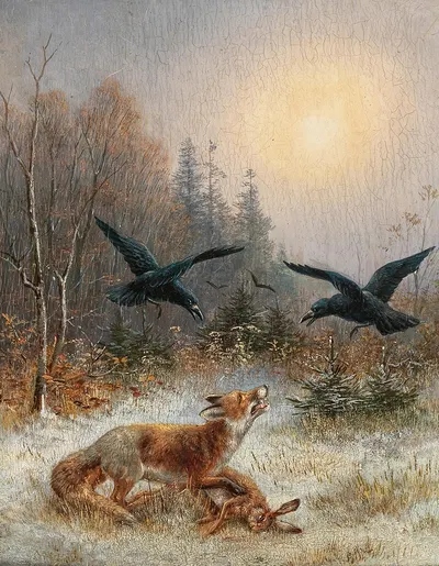 Ein Fuchs verteidigt seine Beute by Мориц Мюллер — digital art print download