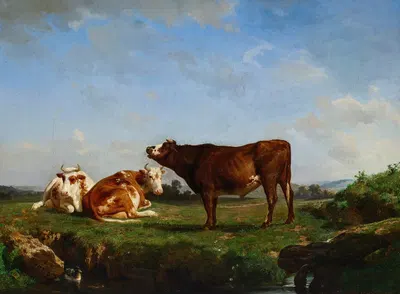 Trois vaches au pâturage by Роза Бонёр — digital art print download