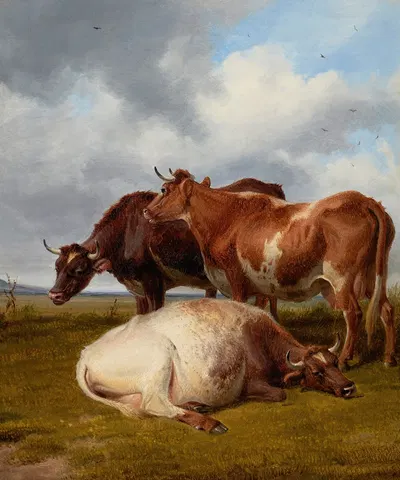 Cattle Grazing by Томас Сидни Купер, 1890 — digital art print download