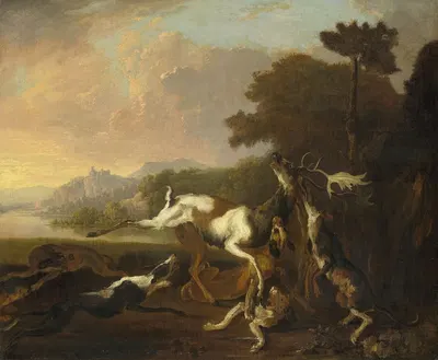 The Deer Hunt by Абрахам Хондиус, 1650 - 1695 — digital art print download