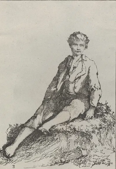 Boy Seated by Томас Баркер — digital art print download