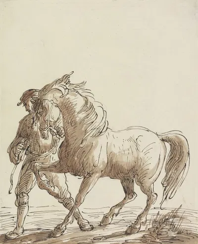 Man Leading a Horse by Томас Баркер — digital art print download