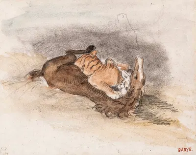 Tigre dévorant un cheval by Антуан-Луи Барье — digital art print download