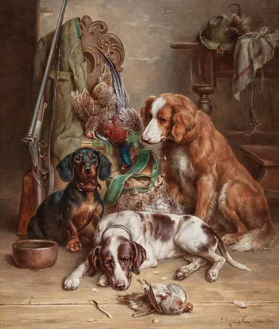 After the Hunt by Carl Reichert, 1907 — digital art print download