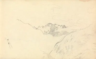 Sketch of Mountains and Clouds by Thomas Bradshaw — digital art print download