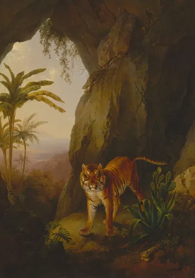 Tiger in a Cave by Жак-Лоран Агаз — digital art print download