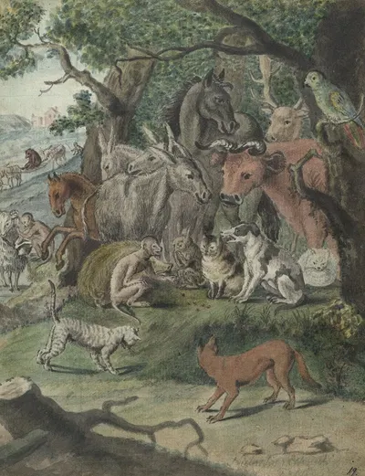 Dobbelende dieren by Jan Brandes, 1770 - 1808 — digital art print download
