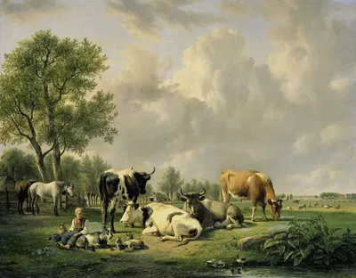 Meadow with Animals by Ян ван Равенсваай, 1820 - 1837 — digital art print download