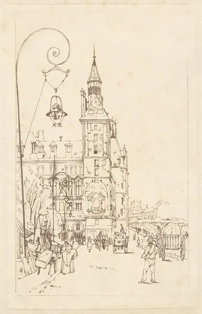 Corner of the Palais de Justice, Paris by Томас Шоттер Бойс — digital art print download