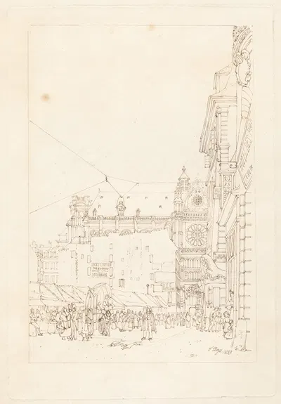 La rue des Prouvaires et l'église saint Eustache, Paris by Томас Шоттер Бойс, 1833 — digital art print download