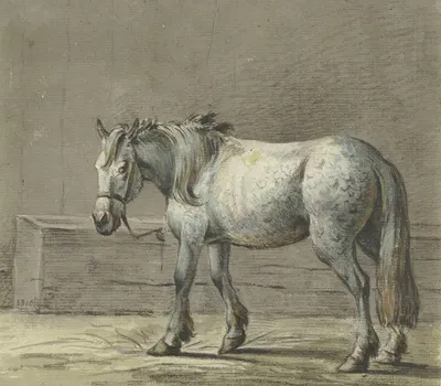 Staand paard in een stal, naar links by Жан Бернар, 1810 - 1816 — digital art print download