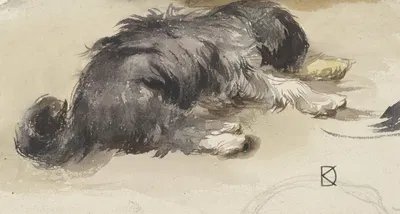 Slapende hond, van achteren gezien by Johan Daniël Koelman, 1841 - 1857 — digital art print download