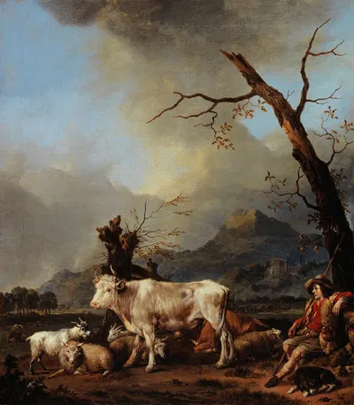 Le Berger et son troupeau by Иоганнес Лингельбах, 1642 - 1674 — digital art print download