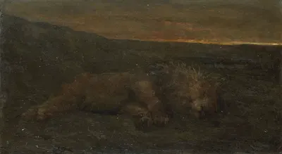 Sleeping Lion by Night by Джон Макадлан Суон, 1870 - 1910 — digital art print download