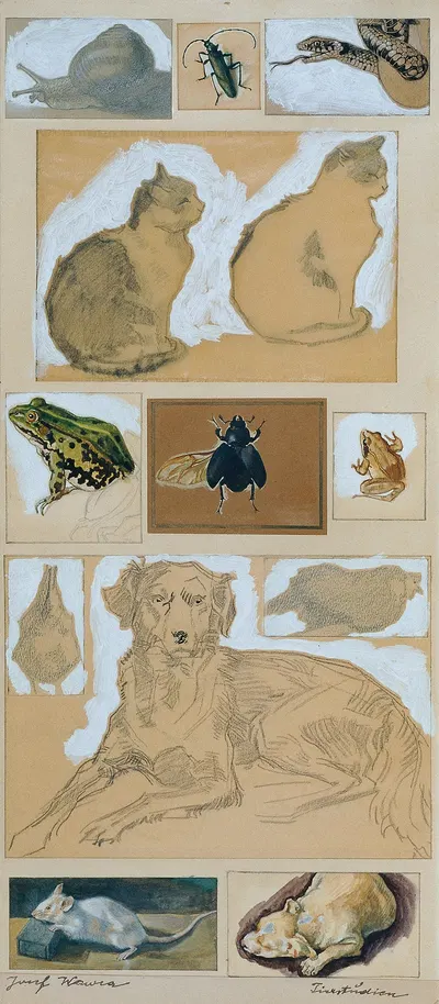 Tierstudien (12 Skizzen) by Йозеф Вавра, 1920 — digital art print download