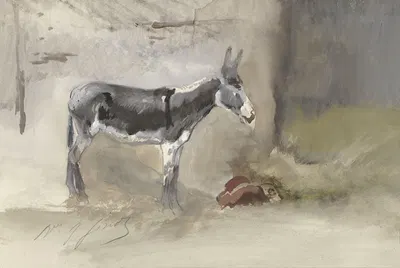 Ezel in een stal by Жюль Барон Фино, 1856 - 1882 — digital art print download