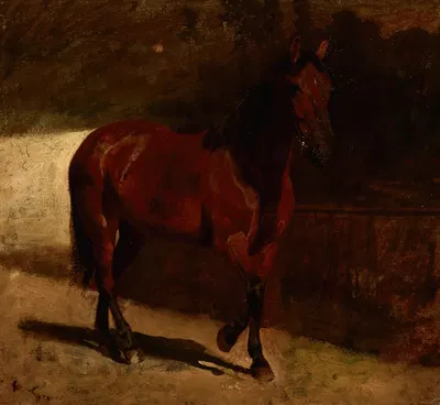 Study of a Chestnut Horse by Максимилиан Гиеримский, 1872 — digital art print download