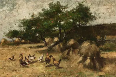 Roosters in the Yard by Макс Вейль, 1886 — digital art print download