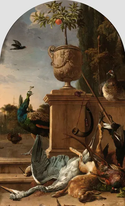 A Hunter’s Bag on a Terrace by Мельхиор д'Ондекайтер, c. 1678 — digital art print download