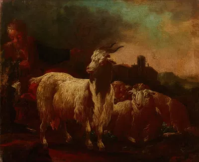 Goats and Sheep by Филипп Петер Рус, 1690 — digital art print download